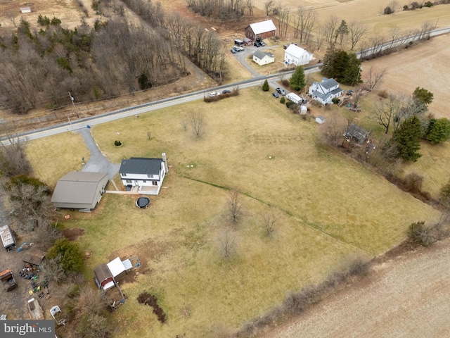 aerial view featuring a rural view