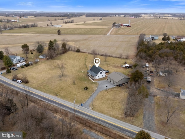 drone / aerial view with a rural view