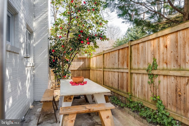 view of patio featuring a fenced backyard