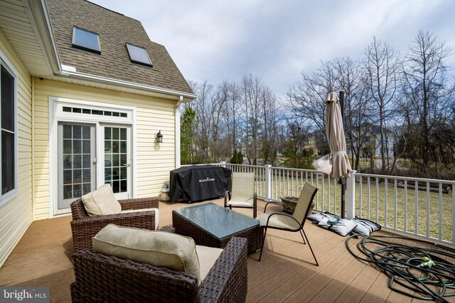 9 Lake Village Cir, Ocean View, DE 19970 - wooden deck with area for grilling and an outdoor hangout area
