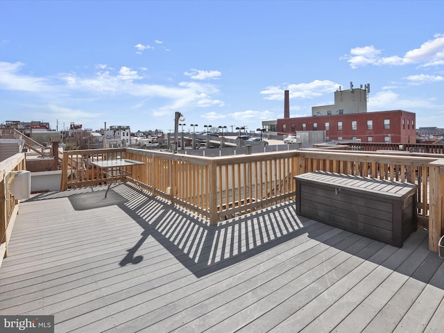 deck with a view of city