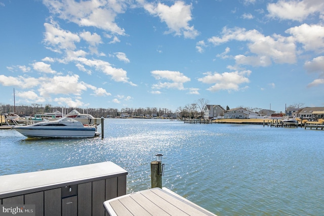 view of dock featuring a water view