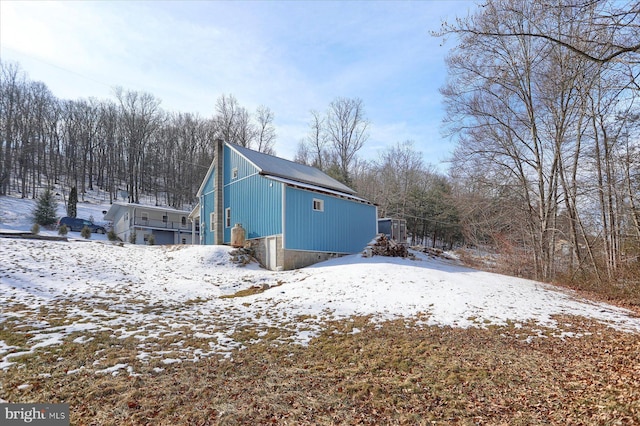 view of snow covered exterior
