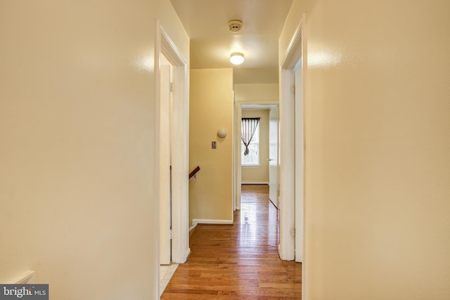 hall featuring baseboards and wood finished floors