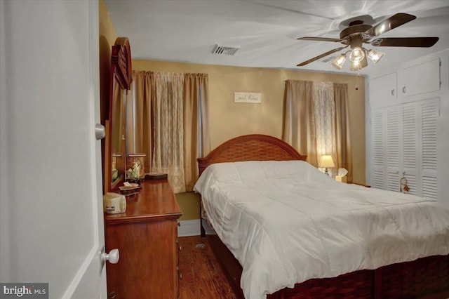 17035 Virginia Ave, Williamsport, MD 21795 - bedroom with visible vents, a closet, a ceiling fan, and wood finished floors