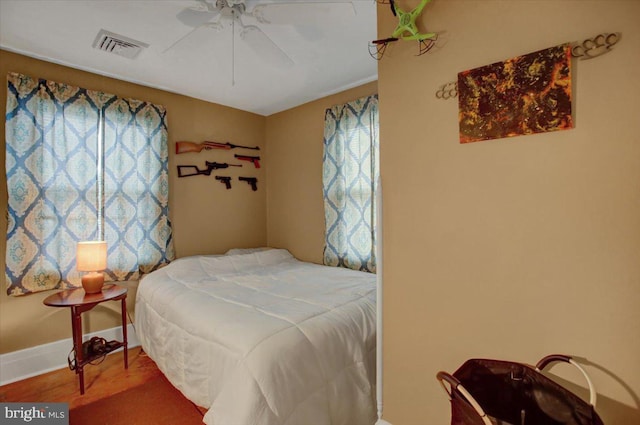 17035 Virginia Ave, Williamsport, MD 21795 - bedroom featuring visible vents, baseboards, ceiling fan, and wood finished floors