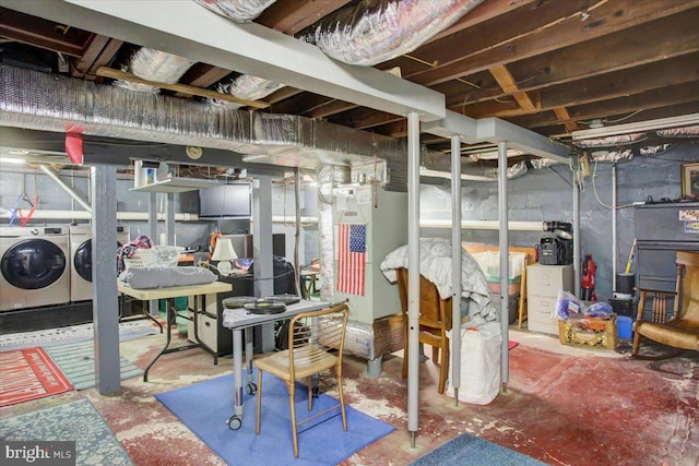 17035 Virginia Ave, Williamsport, MD 21795 - unfinished basement featuring independent washer and dryer