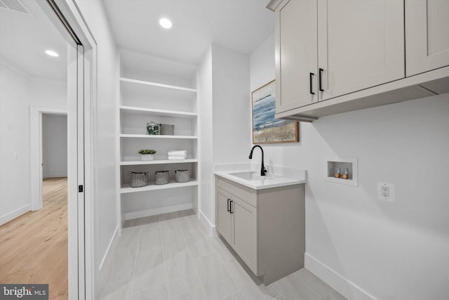 6807 29th St N, Arlington, VA 22213 - laundry area featuring hookup for a washing machine, cabinet space, and recessed lighting