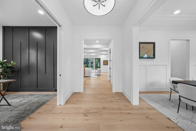 6807 29th St N, Arlington, VA 22213 - entrance foyer featuring light wood-type flooring, recessed lighting, and a decorative wall
