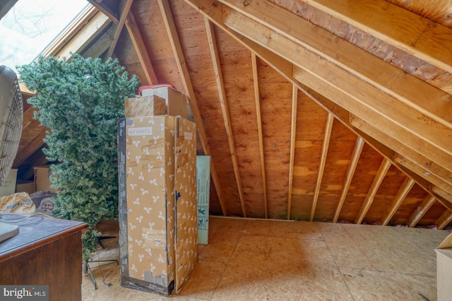 view of unfinished attic