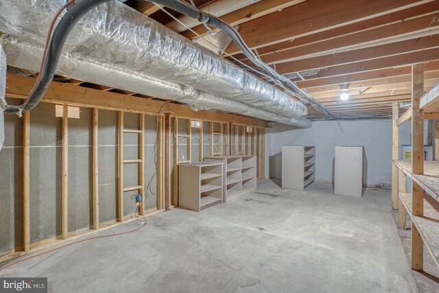 view of unfinished basement