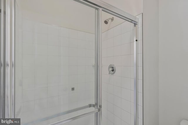 bathroom with a shower stall