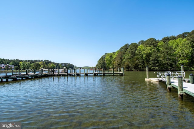 view of dock featuring a water view