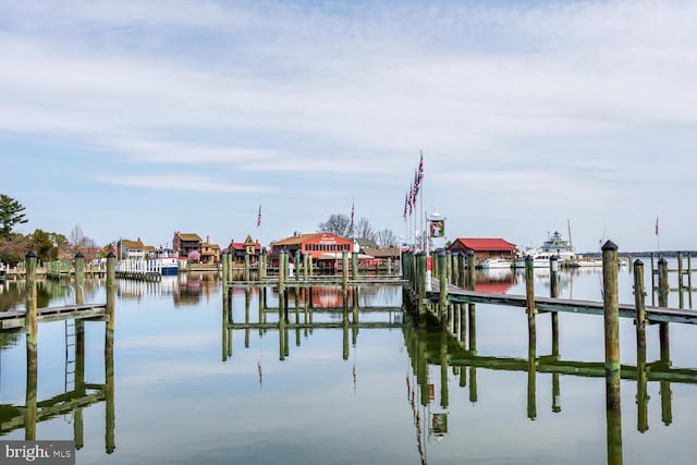 dock area featuring a water view