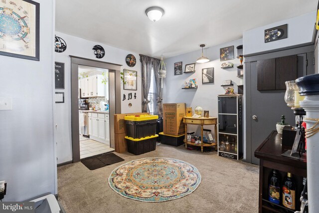 interior space with light colored carpet