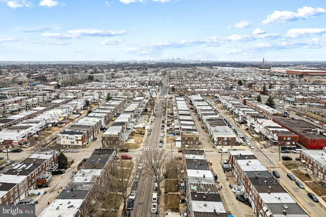 drone / aerial view with a city view