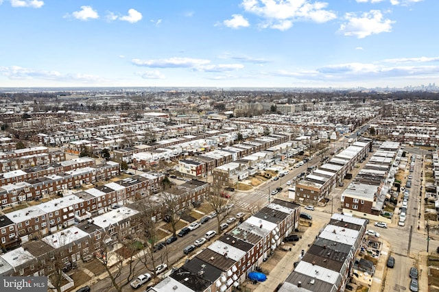 bird's eye view with a city view