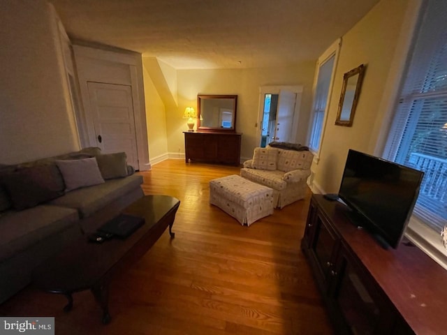 living area featuring light wood-type flooring