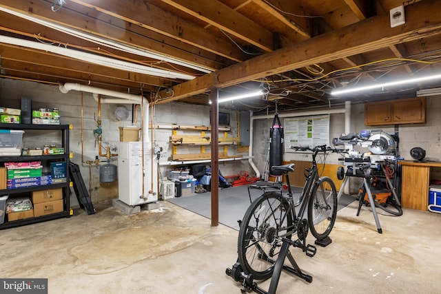 view of unfinished basement