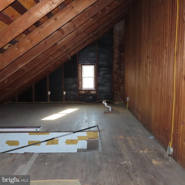 view of unfinished attic