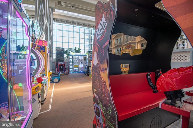 game room featuring carpet floors