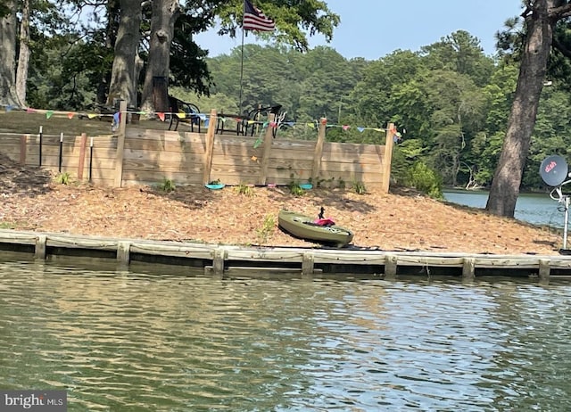 dock area featuring a water view