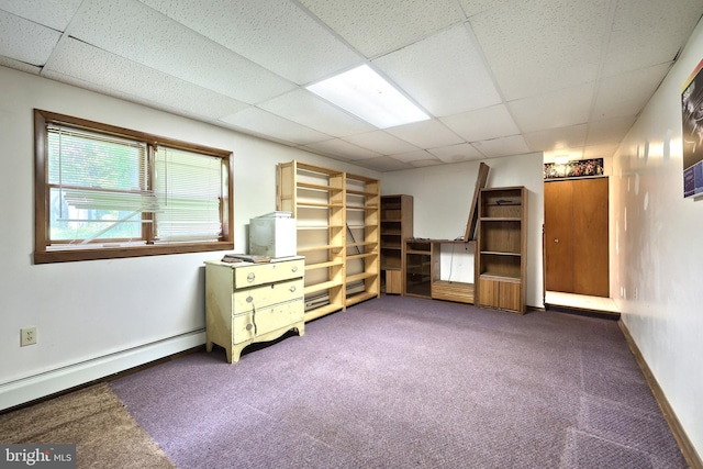 60 Fernwood Ln, Fairfield, PA 17320 - bedroom featuring a paneled ceiling, carpet floors, baseboard heating, and baseboards