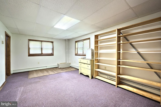60 Fernwood Ln, Fairfield, PA 17320 - below grade area featuring carpet flooring, baseboard heating, and a drop ceiling