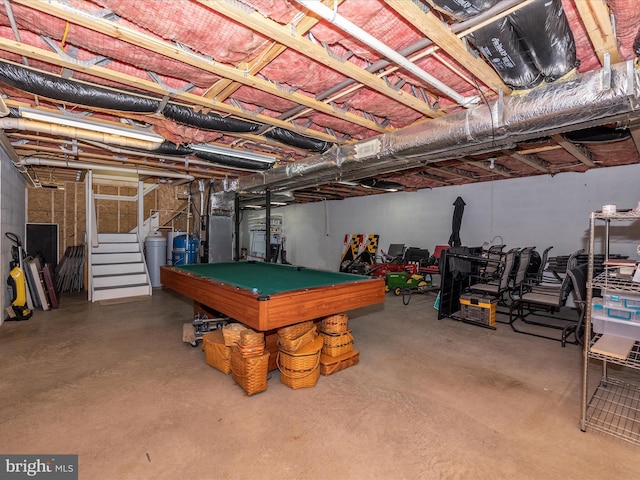 playroom featuring pool table and finished concrete floors