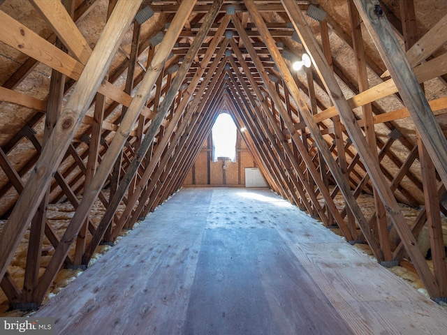 view of unfinished attic