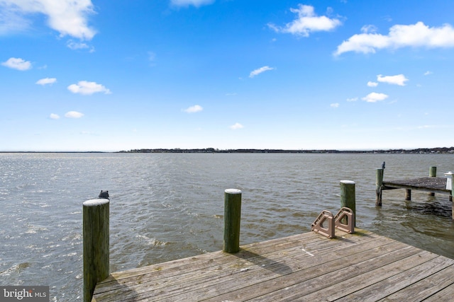 dock area featuring a water view