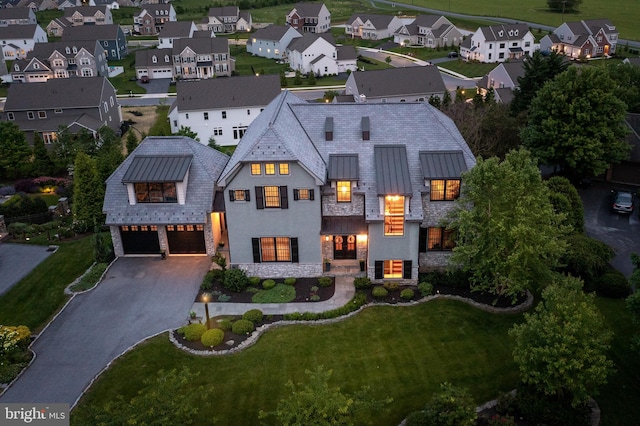 bird's eye view with a residential view