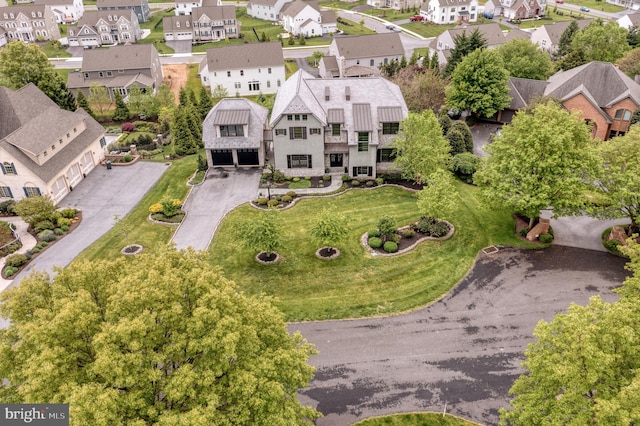 drone / aerial view with a residential view