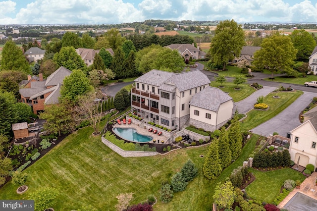 bird's eye view with a residential view