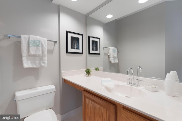 7014 Ellingham Cir Unit F, Alexandria, VA 22315 - half bathroom with toilet, vanity, tile patterned flooring, and recessed lighting