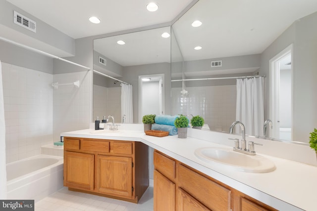 7014 Ellingham Cir Unit F, Alexandria, VA 22315 - full bathroom with double vanity, tile patterned flooring, and recessed lighting
