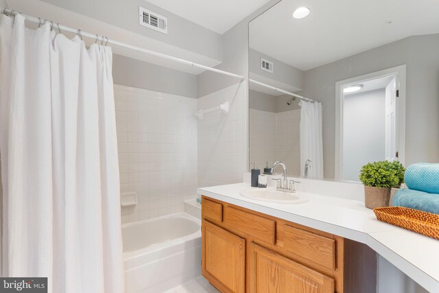 7014 Ellingham Cir Unit F, Alexandria, VA 22315 - bathroom with vanity and shower / bath combination with curtain