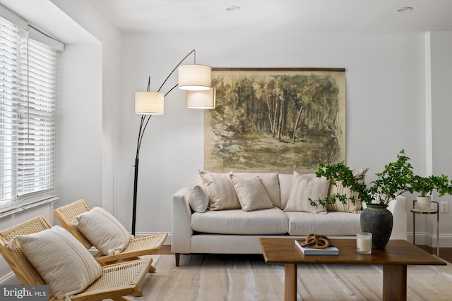 living room with baseboards and a wealth of natural light