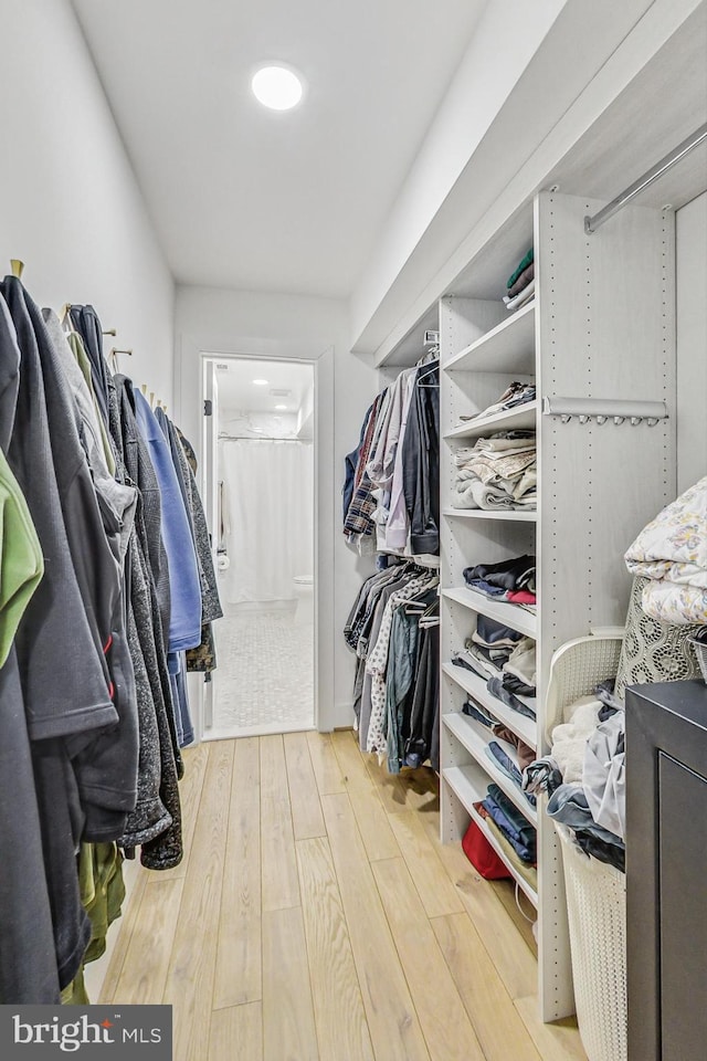 spacious closet with wood finished floors