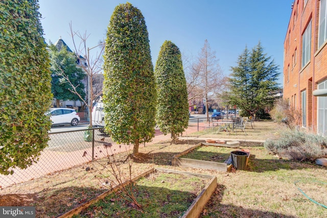 view of yard featuring a garden and fence