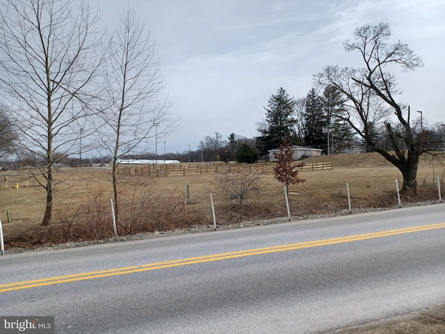 view of road with a rural view