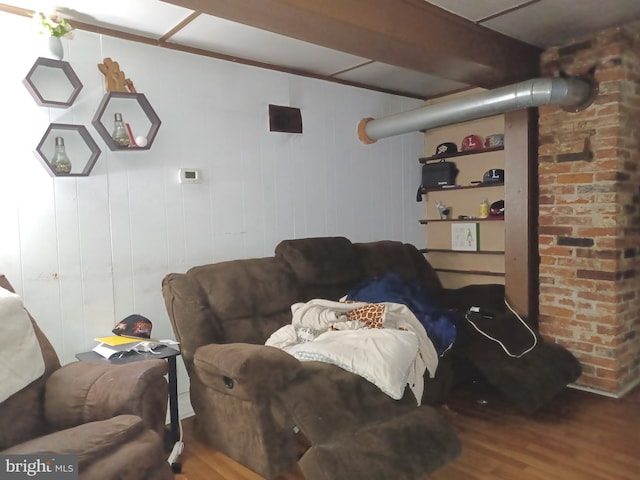 living room with wood finished floors