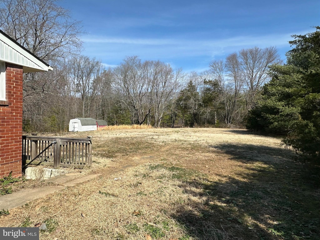 view of yard with a shed and an outdoor structure