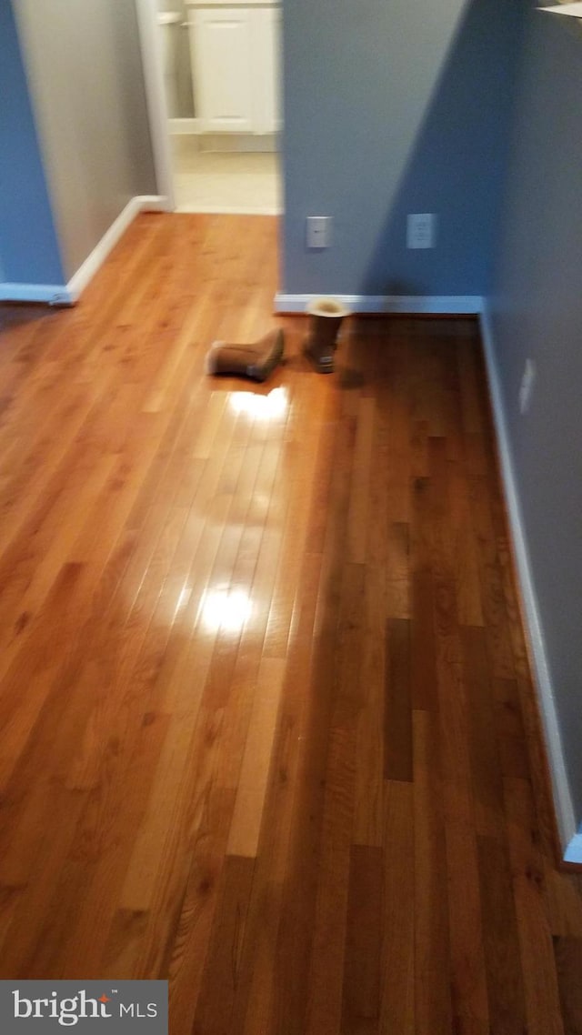 interior space featuring baseboards and wood finished floors