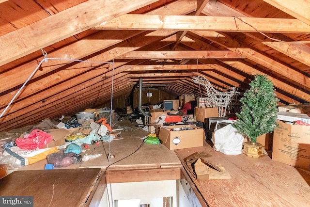 view of unfinished attic