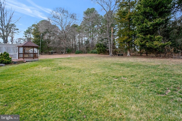 view of yard with a gazebo