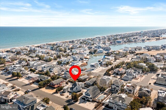 14 Buckingham Ave, Harvey Cedars, NJ 08008 - aerial view with a water view and a residential view