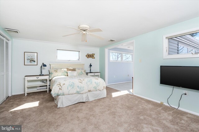 14 Buckingham Ave, Harvey Cedars, NJ 08008 - bedroom featuring a closet, visible vents, and carpet flooring