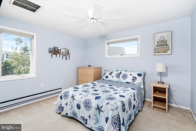 14 Buckingham Ave, Harvey Cedars, NJ 08008 - bedroom with carpet floors, baseboard heating, visible vents, and baseboards