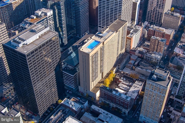 birds eye view of property featuring a city view